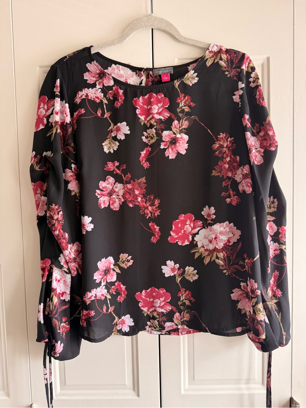 Vince Camuto Dark Floral Long Sleeve Blouse Size L Dark Academia Coquette Whimsy